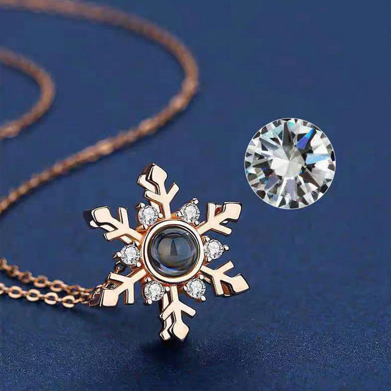 Dây chuyền Rinhoo mạ bạc 925 mặt hình bông tuyết đính đá zircon thời trang thanh lịch cho nữ