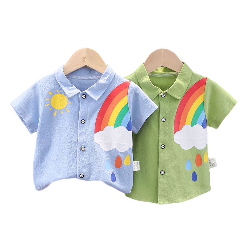 0-5 Tuổi Áo Thun Ngắn Tay Họa Tiết Hoạt Hình Cầu Vồng Cho Bé Trai