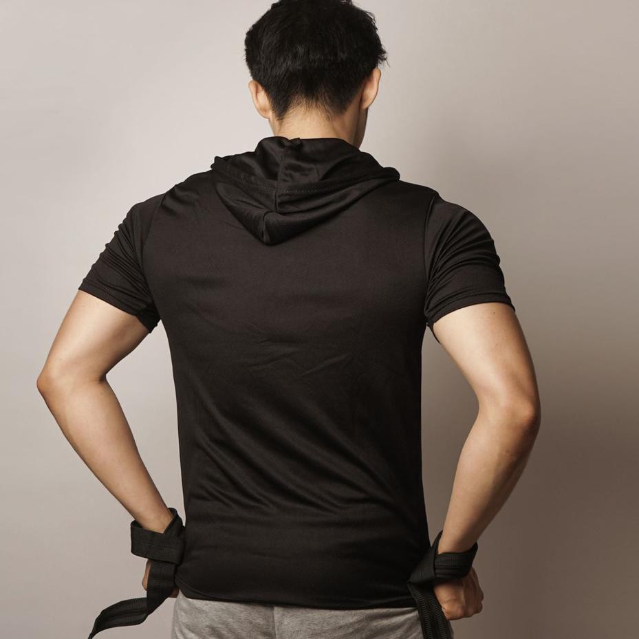 Áo Hoodie Tay Ngắn Màu Trơn In Chữ Donson Cá Tính Cho Nam