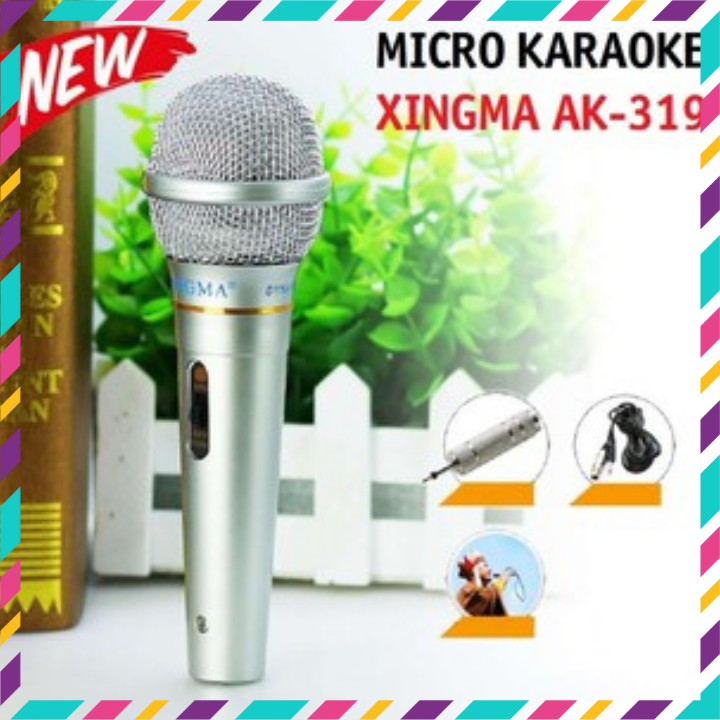 Mic karaoke Xingma AK-319 chính hãng, mic hát có dây chống hú cao cấp- bảo hành 12 tháng