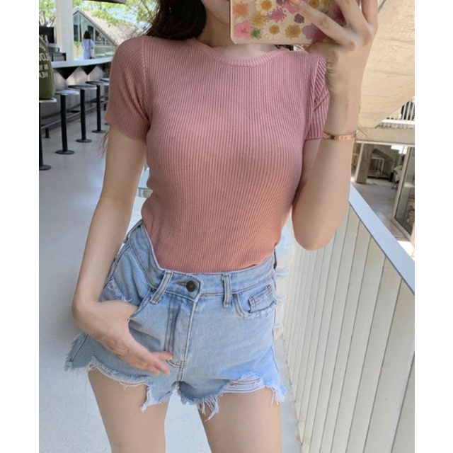 [Hàng Quảng Châu]SP161 Áo len tăm cổ tròn