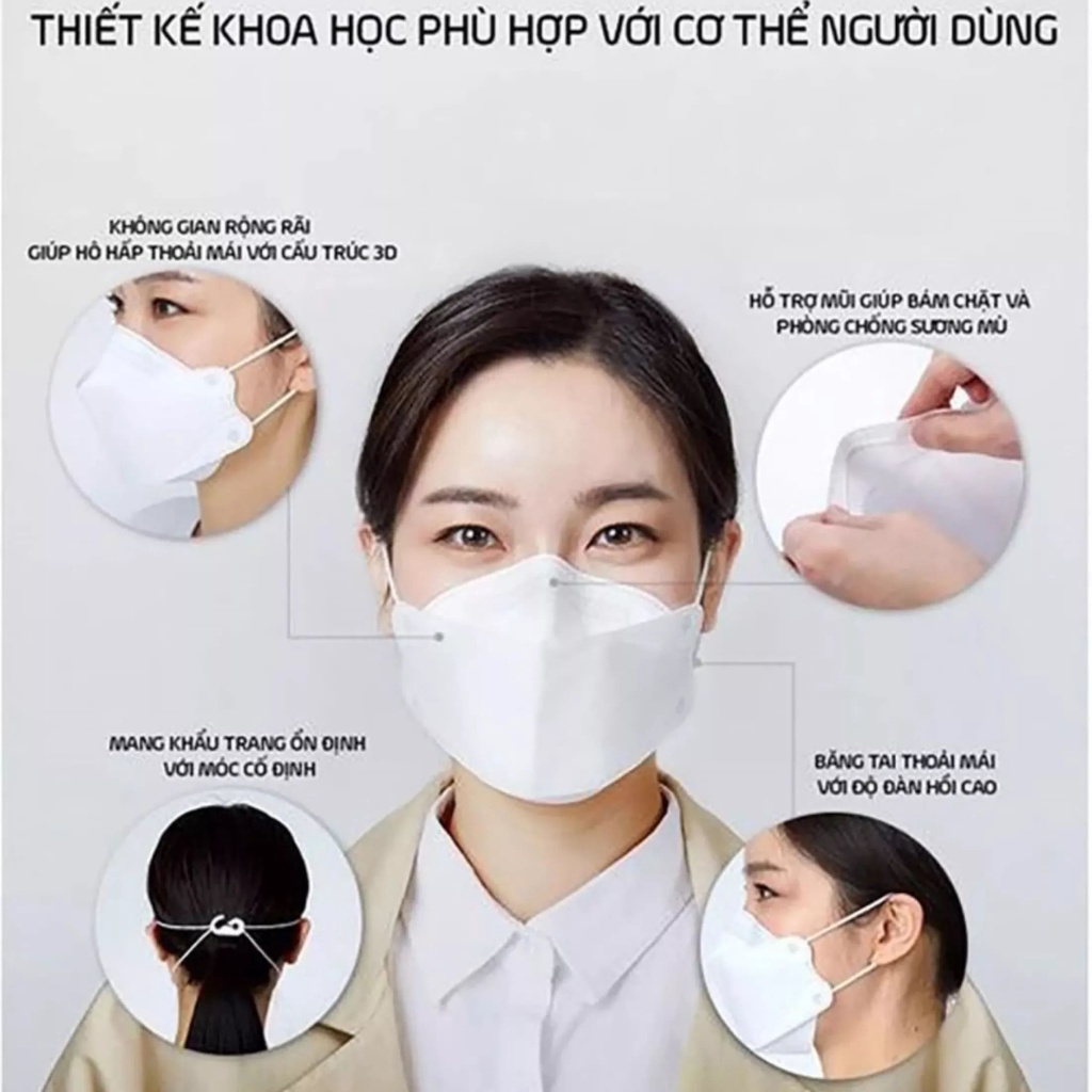 Set 10 chiếc Khẩu trang KF94 y tế 4D mask 4 lớp Chống Bụi mịn và Kháng khuẩn Cao Cấp Công nghệ Lọc Thế Hệ Mới - Hataji