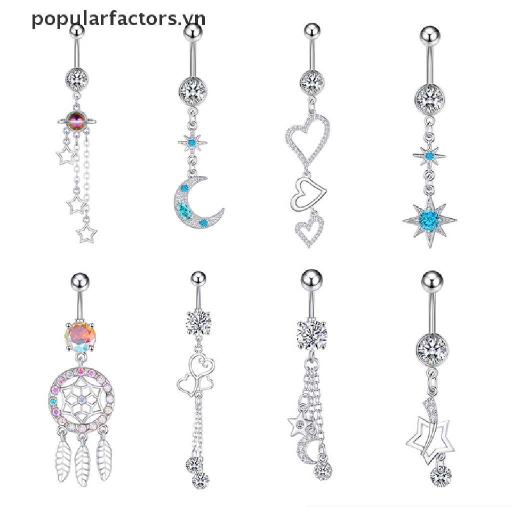 Khuyên rốn thiết kế nhiều kiểu dáng tùy chọn đính đá zircon thời trang đa năng