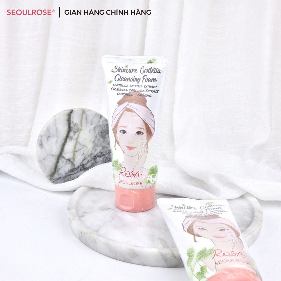 Sữa rửa mặt rosa Seoulrose chiết xuất rau má & hoa cúc 120ml, giúp da trắng sáng, làm sạch sâu, kiềm dầu - Seoulgroup