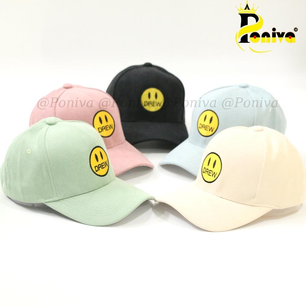 Mũ lưỡi trai ❤️ Nón kết thêu mặt cười chất nhung mịn form unisex C925 phong cách Ulzzang Thời trang PONIVA siêu hot