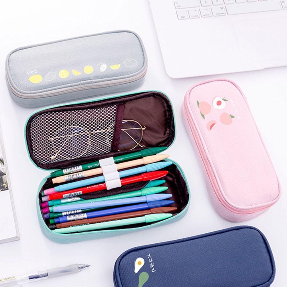 Túi Đựng Bút Bằng Vải Oxford Chống Nước Sức Chứa Lớn Đa Năng In Hình Trái Cây Đơn Giản Dành Cho Học