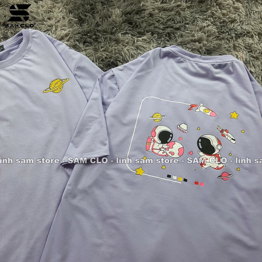 Áo thun tay lỡ nam nữ SAM CLO phông form rộng dáng Unisex, mặc lớp, nhóm, cặp in hình HÀNH TINH TÊN LỬA HAI PHG màu tím