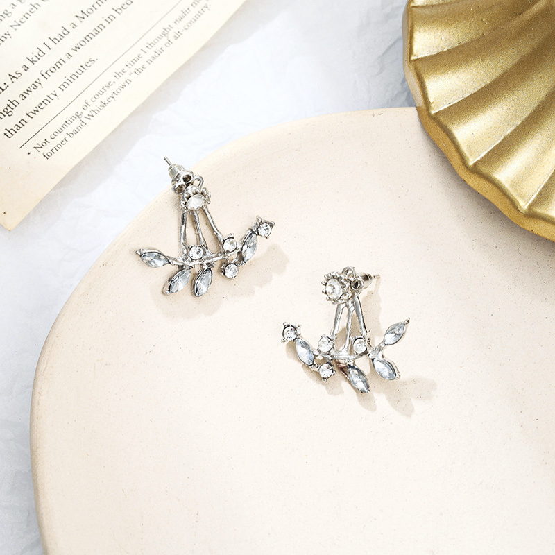 Khuyên tai hình cánh hoa đính đá pha lê thời trang dự tiệc cho nữ