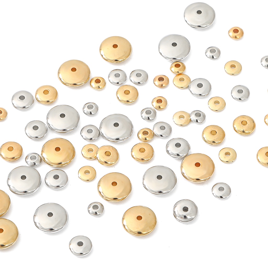 Chuỗi hạt tròn dẹt lỗ xỏ lớn dành cho làm trang sức DIY