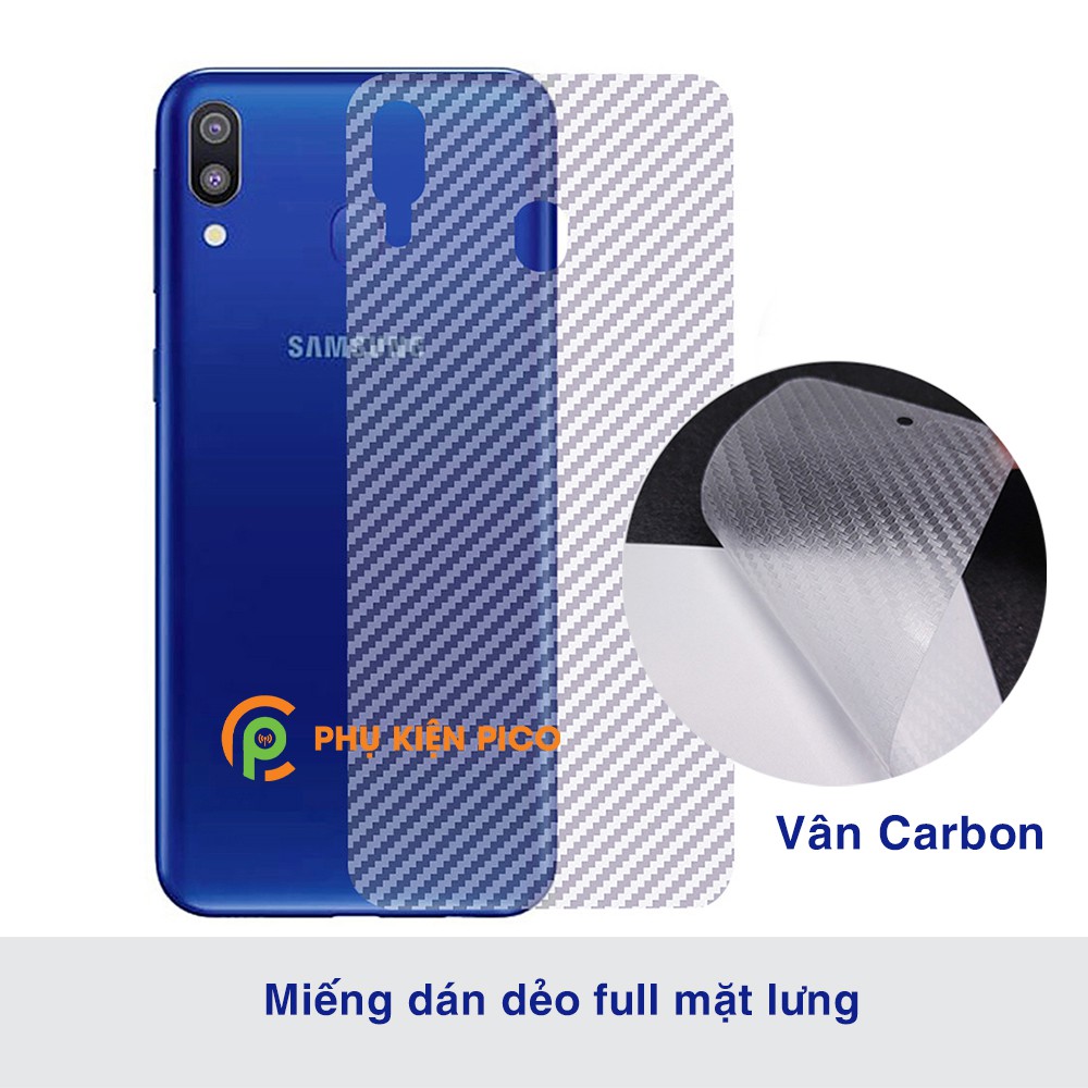 Dán lưng Samsung M20 trong suốt nổi vân Carbon 3D tản nhiệt tốt - Dán lưng vân Carbon Samsung Galaxy M20