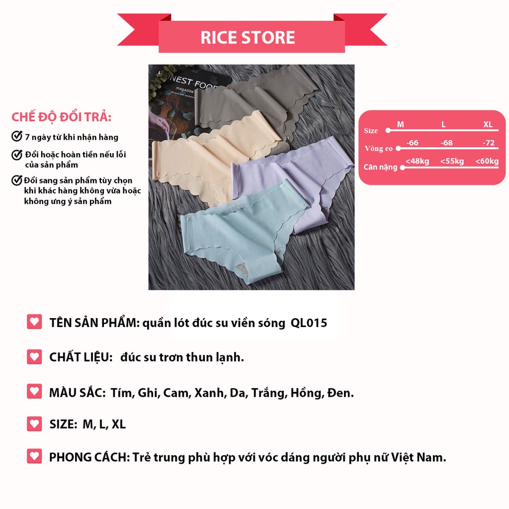 quần lót nữ đúc su thun lạnh không đường may KIMCHIBIKINI đồ chip đáy cotton kháng khuẩn sexy cao cấp QL015