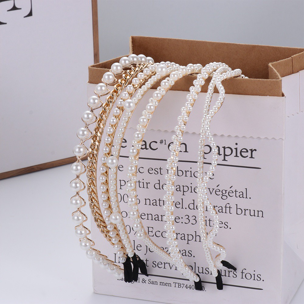 Băng đô cài tóc đính ngọc trai phong cách Hàn Quốc thời trang dành cho nữ