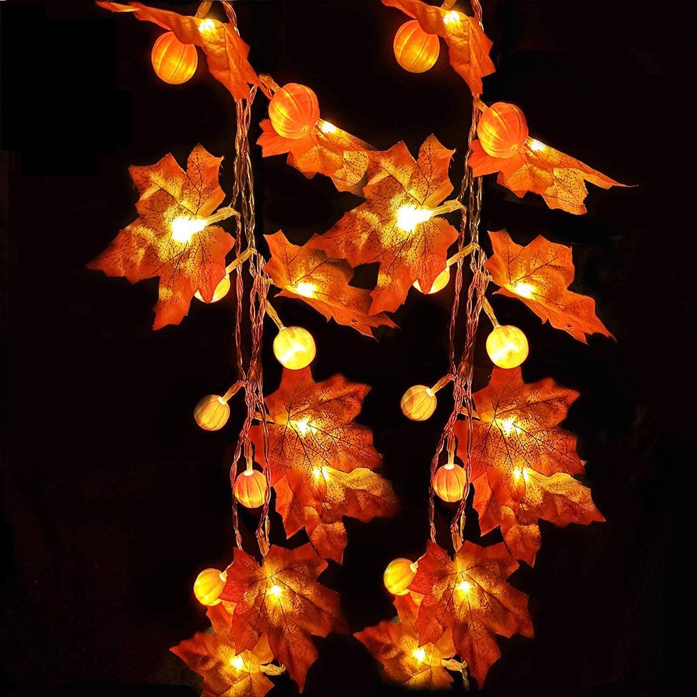 Dây Đèn LED 1.5 / 3m Hình Lá Phong / Bí Ngô / Lá Phong Trang Trí Lễ Tạ Ơn