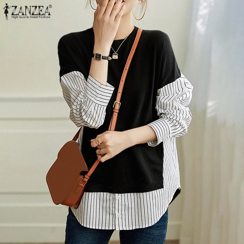 Áo nữ Zanzea tay dài kẻ sọc thời trang trẻ trung