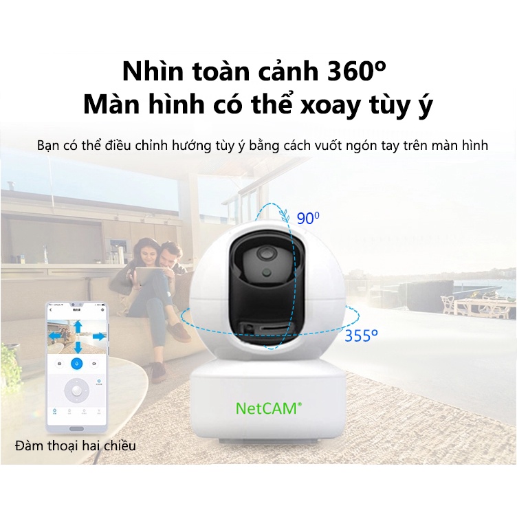 Camera IP Wifi NetCAM NVB2.0 / NVB3.0 / NVB4.0 (độ phân giải 2MP / 3MP / 4MP), xoay 360 độ, đàm thoại 2 chiều