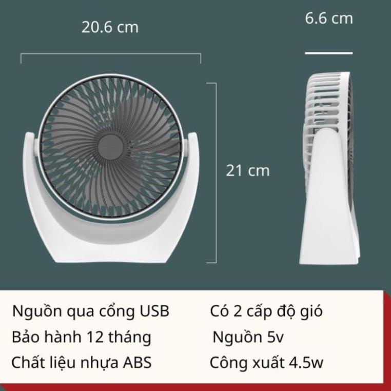 Quạt mini để bàn cổng USB di động, động cơ không tiếng ồn để phòng ngủ, xoay 120 độ