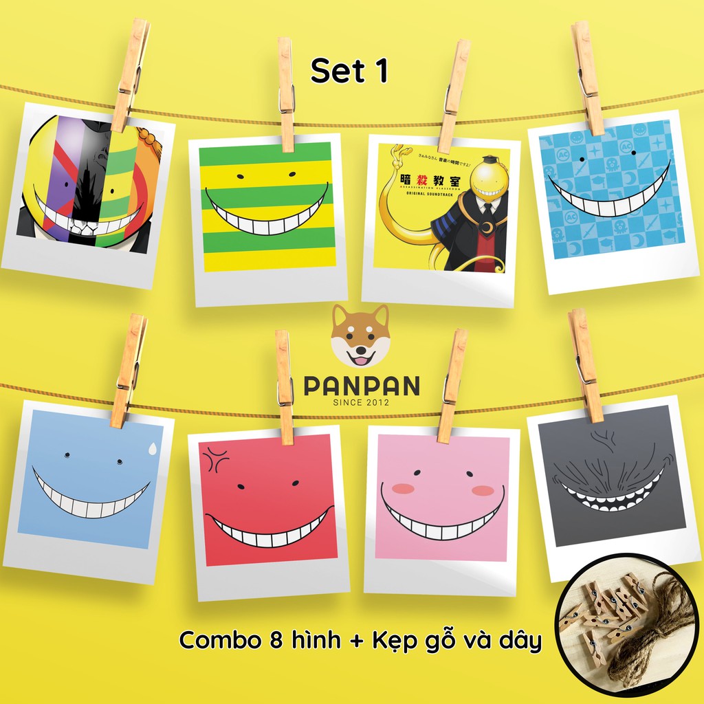 Combo 8 ảnh card lomo polaroid trang trí Anime Assassination Classroom 1 (tặng kèm dây và kẹp)