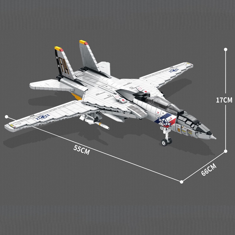 Đồ chơi Lắp Ráp Máy Bay Tiêm Kích F14 Mỹ, Juhang 88018 Grumman Tomcat, Xếp hình thông minh