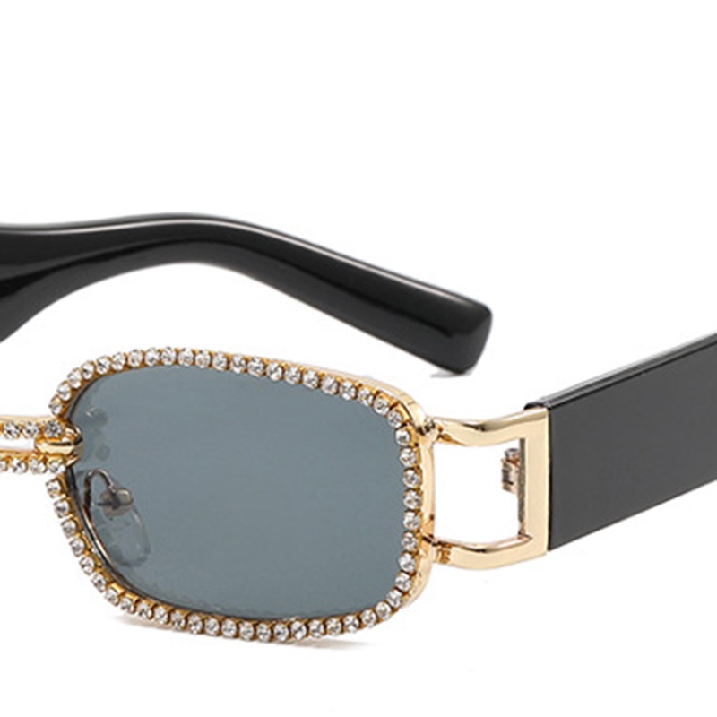(JIUERBA) Kính Râm Hình Chữ Nhật Hai Tông Màu Đính Kim Cương Thời Trang Phương Tây