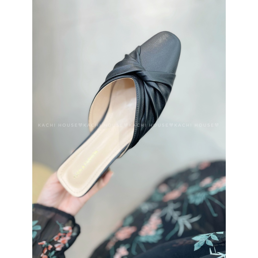 Giày Sục nơ nhún gót vuông 3cm mẫu 088-1 - kachi house