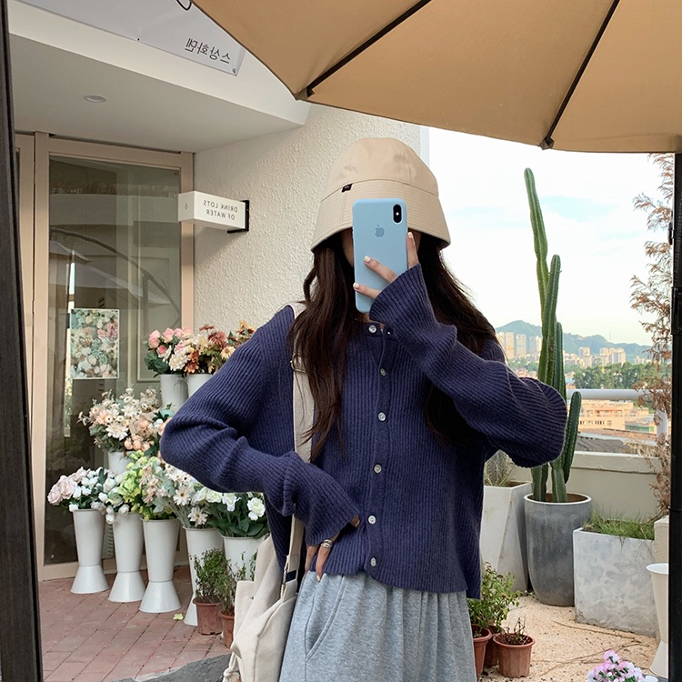 Áo khoác cardigan len nữ mỏng cổ tròn ulzzang Hàn Quốc -  AL07