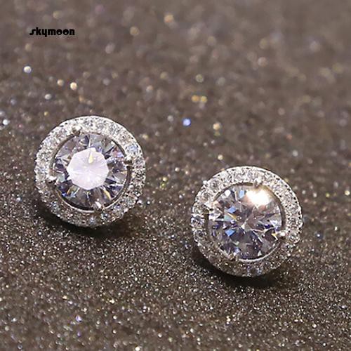 Khuyên tai mạ bạch kim đính đá Zircon thanh lịch cho nữ