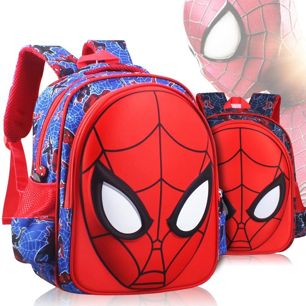 ♛Ba Lô Đi Học Họa Tiết Hoạt Hình Spiderman 3D Siêu Nhẹ Chống Thấm Nước Cho Bé Trai Lớp 1-5