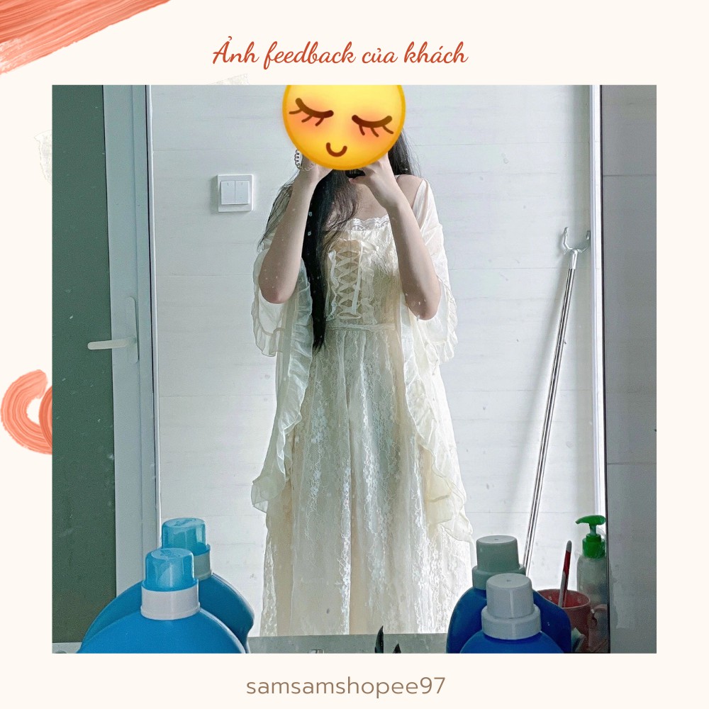 (Có Sẵn) Đầm hoa hai dây tiểu thư dáng dài phối ren ngực  (Kèm ảnh thật) | BigBuy360 - bigbuy360.vn