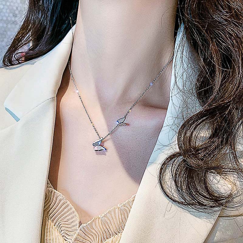 Dây chuyền titan bướm phun cát (màu trắng) TT2736 - CAM KẾT KHÔNG BAY MÀU - BẢO HÀNH 12 THÁNG.