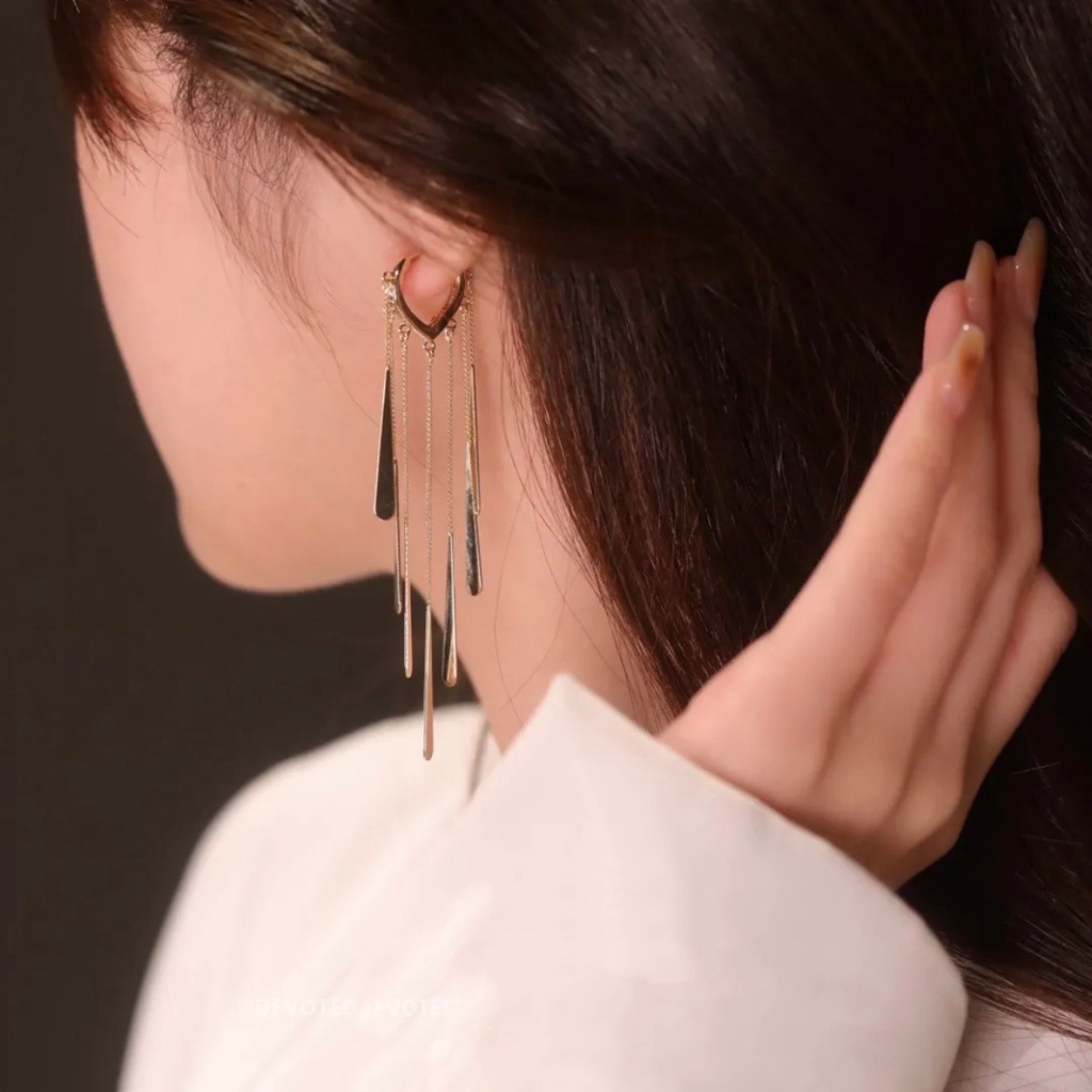 Khuyên Tai Kim Loại Dài Thời Trang Hàn Cho Nữ