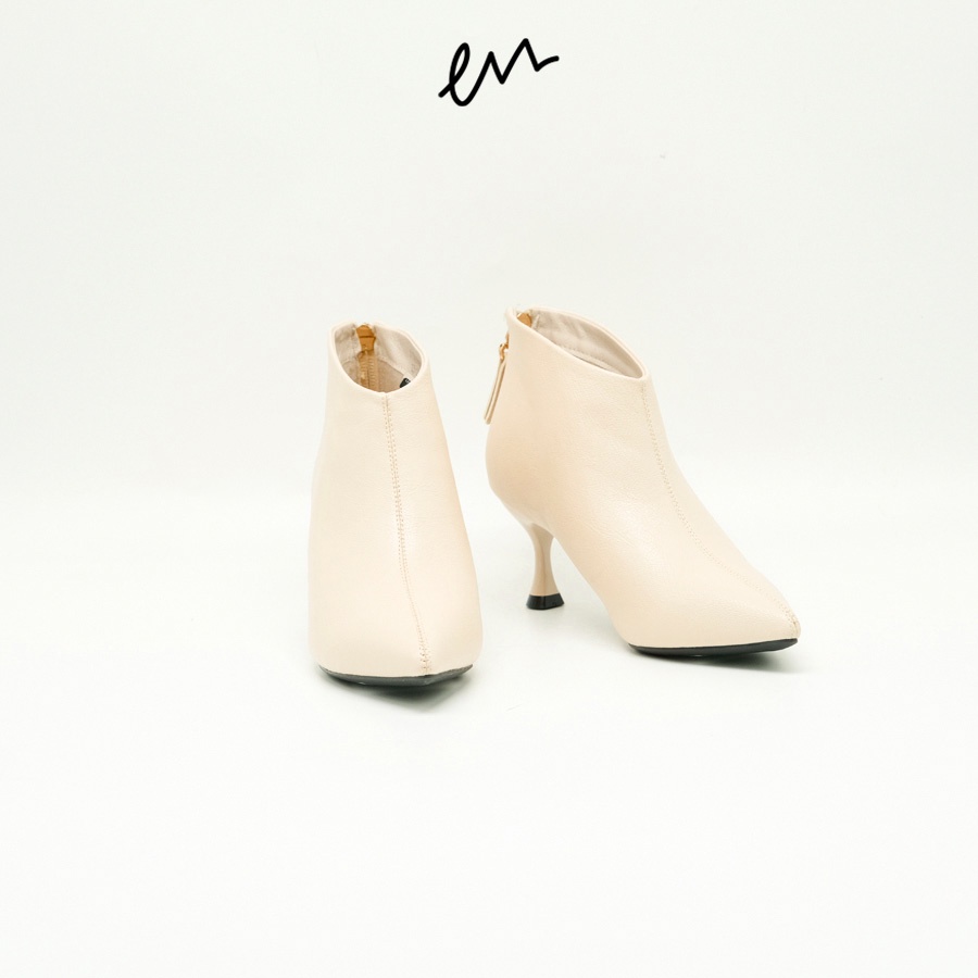 Giày Boots / Bốt Nữ da màu trắng ngà lịch thiệp trẻ trung, chính hãng Exull Mode 1918305471