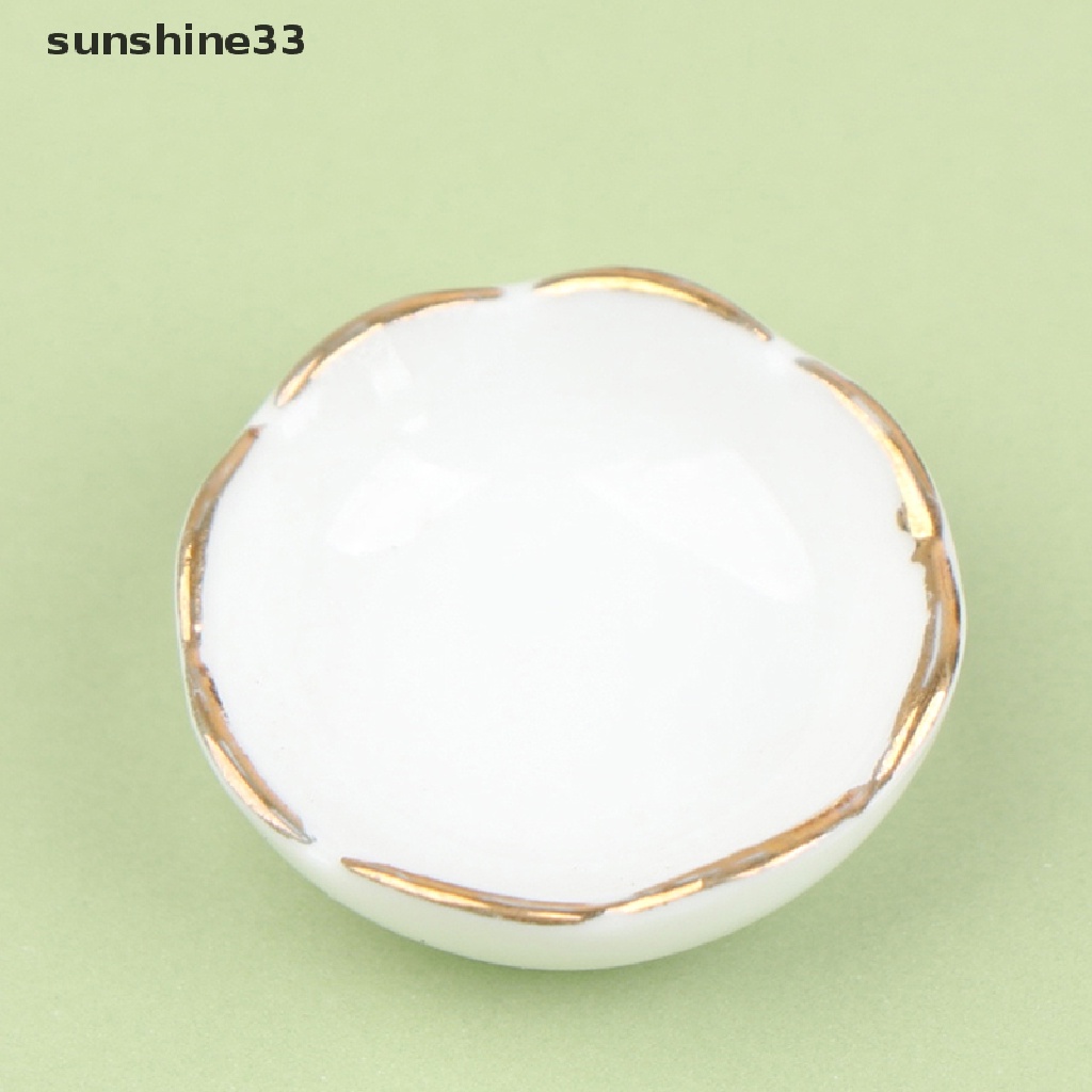 Bộ 4 Chén Dĩa Sứ Màu Trắng Trang Trí Nhà Búp Bê 1: 12