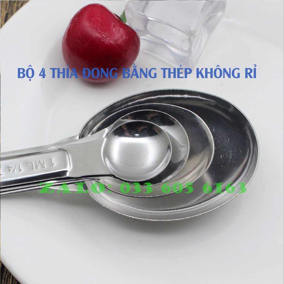 Bộ thìa đong nhà bếp set 4 cái 1ml - 2ml - 5ml - 15ml