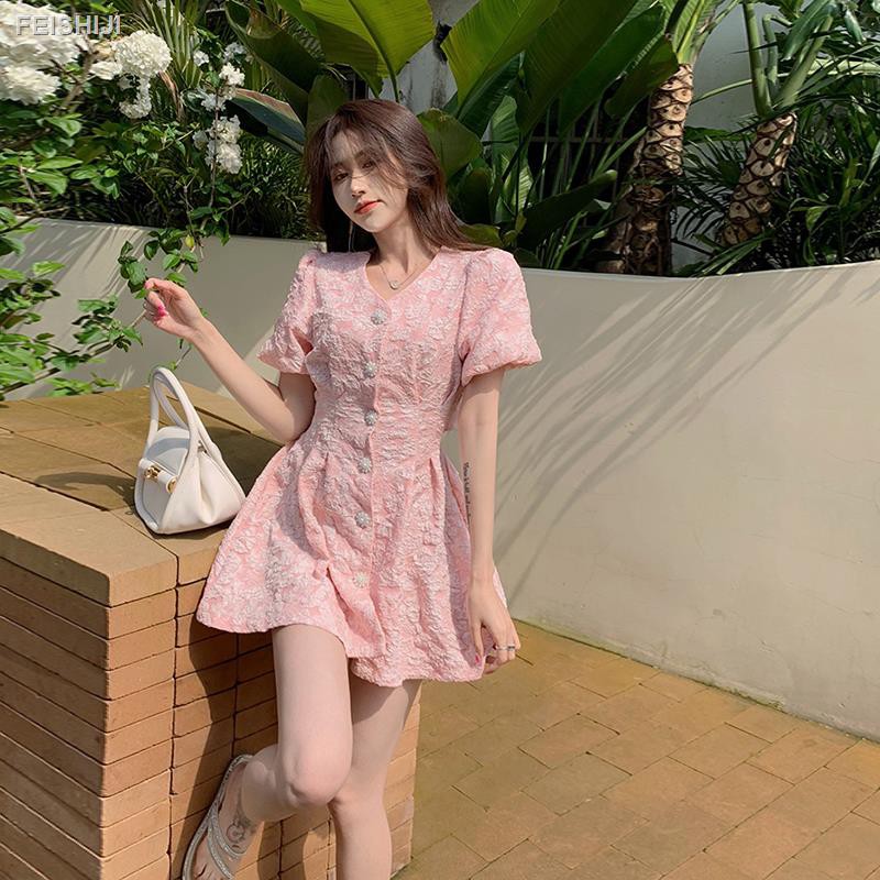 Đầm Dáng Chữ A Tay Phồng Cổ Chữ V In Họa Tiết Kiểu Retro Pháp Thời Trang Mùa Hè 2021 | BigBuy360 - bigbuy360.vn