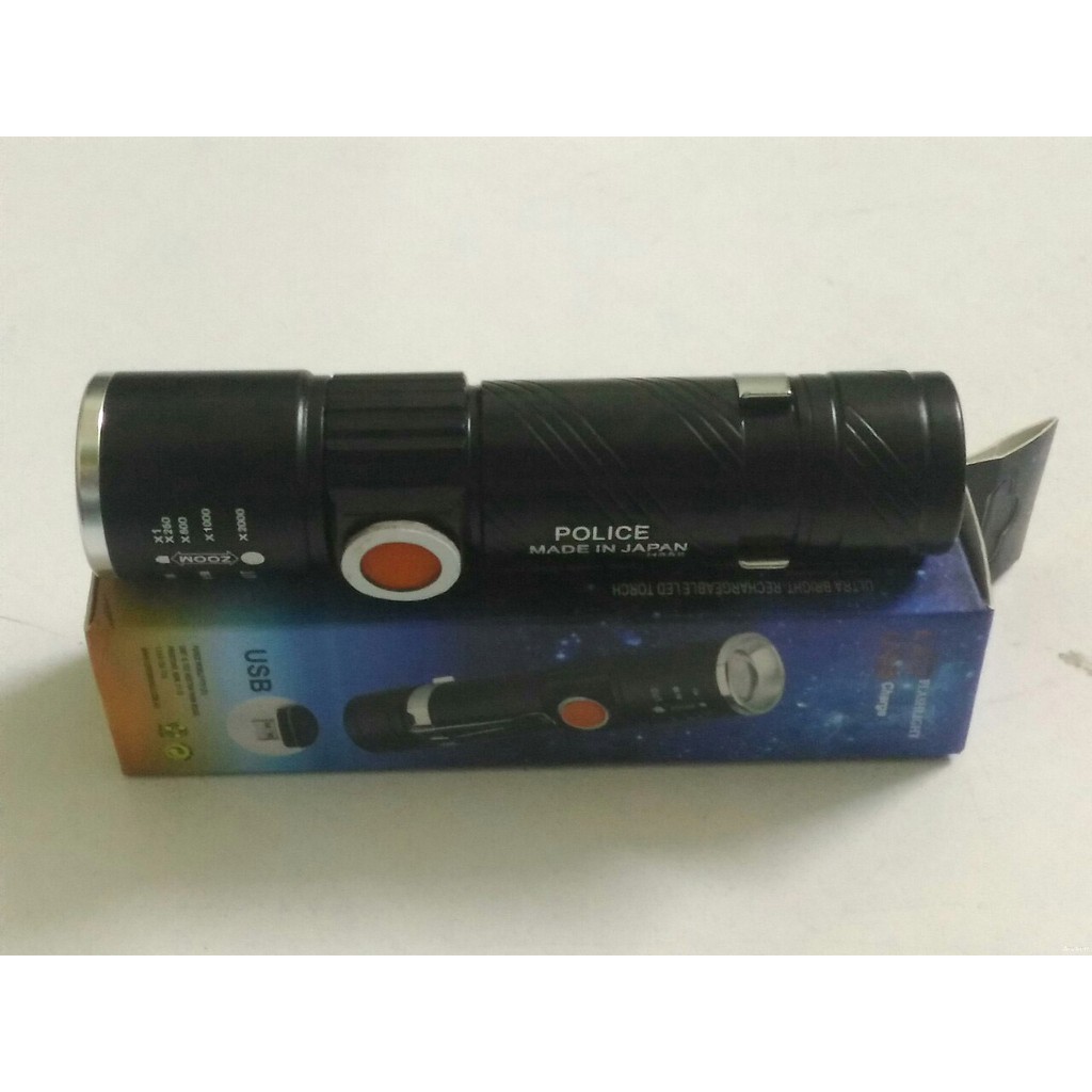 Đèn pin LED mini Zoom sạc USB