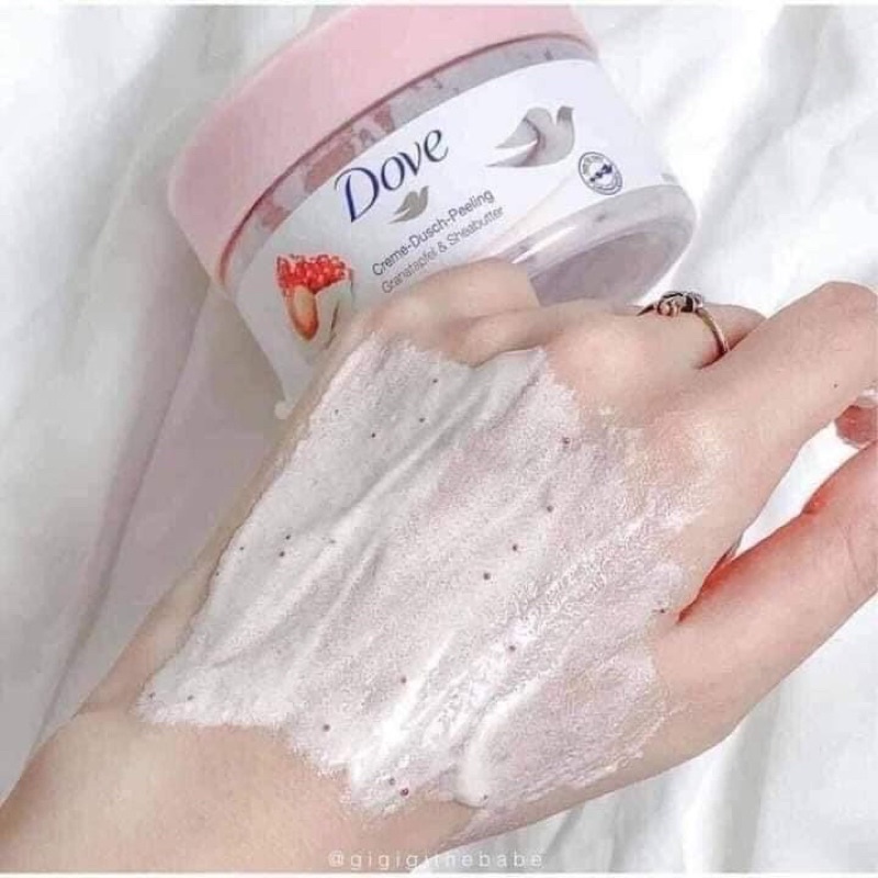 Tẩy da chết Body DOVE ĐỨC Dove Creme Dusch Peeling 225ml màu xanh và hồng