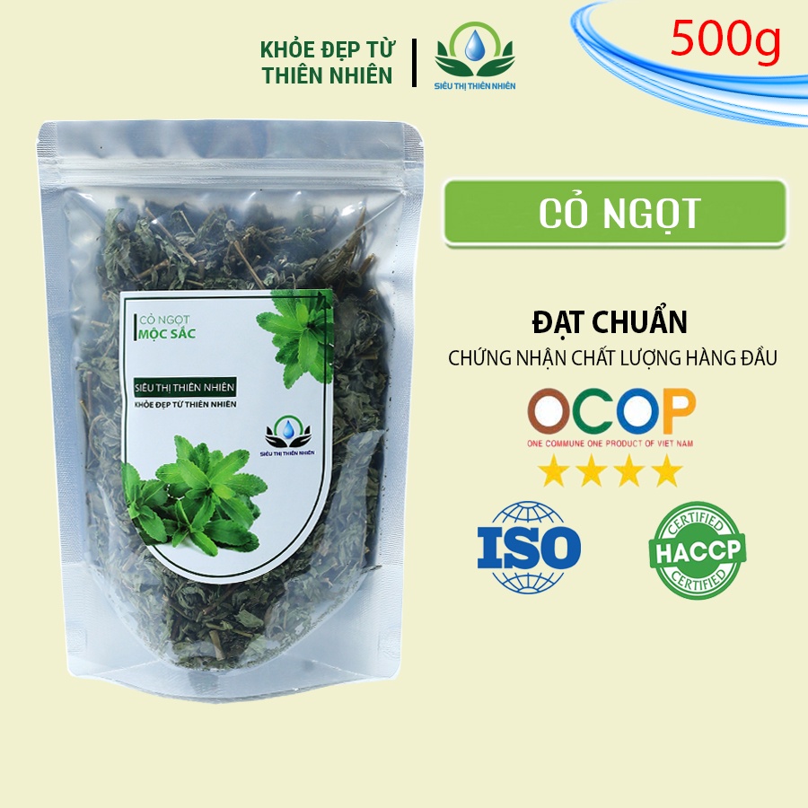 Cỏ ngọt sấy khô Mộc Sắc 500g, cỏ ngọt giúp ổn định huyết áp của Siêu Thị Thiên Nhiên