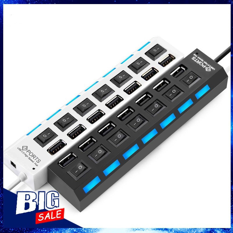 Hub Chia 7 Cổng Usb 2.0 480mbps Kèm Công Tắc On/Off Cho Máy Tính