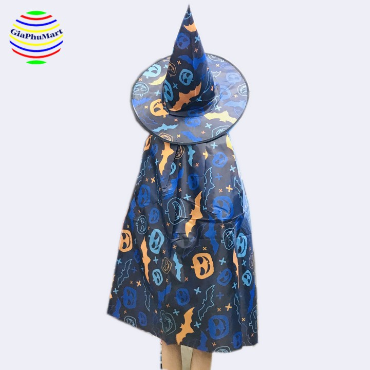 Áo Choàng Halloween - Áo Choàng Phù Thủy Kèm Nón