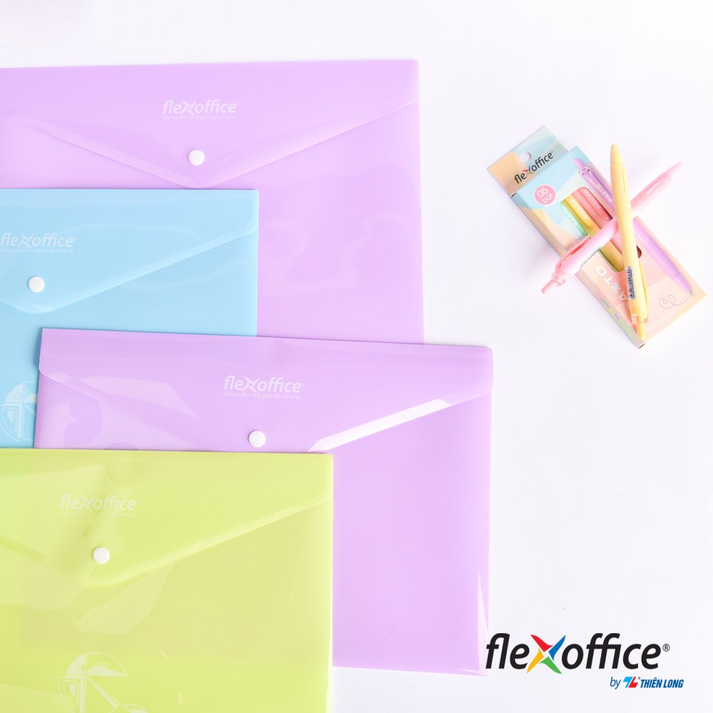 Combo 5 Bìa nút Pazto màu Pastel A4 Thiên Long Flexoffice FO-CBF009