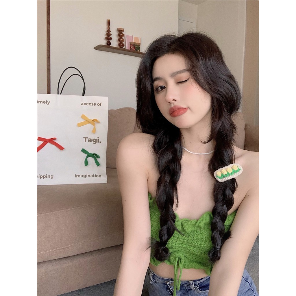 Cocory vn Áo croptop kiểu dây rút thời trang mùa hè trẻ trung gợi cảm