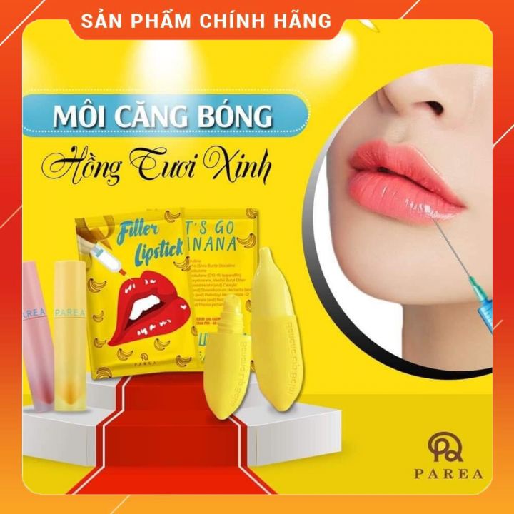 Son dưỡng khỏi thâm Filler Lipstick chuối, tặng son kem lì Parea  (Chính Hãng)