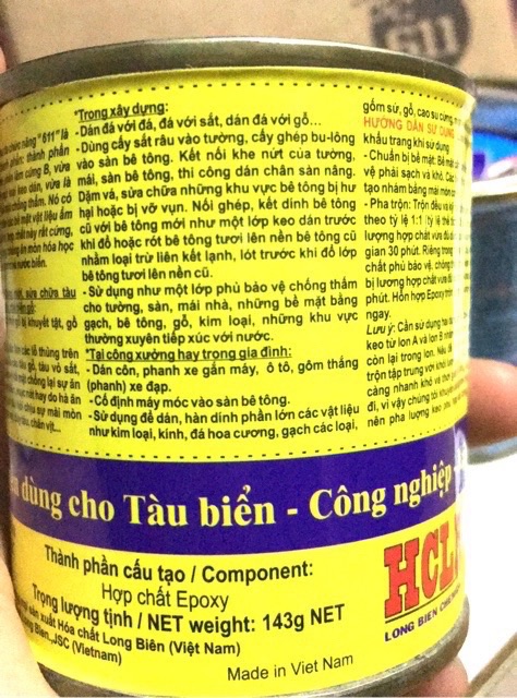 Keo dán đa năng 611 loại to (dán đá, nhựa, gỗ, kim loại...) epoxy AB 611 dùng cho tàu biển, công nghiệp, xây dựng