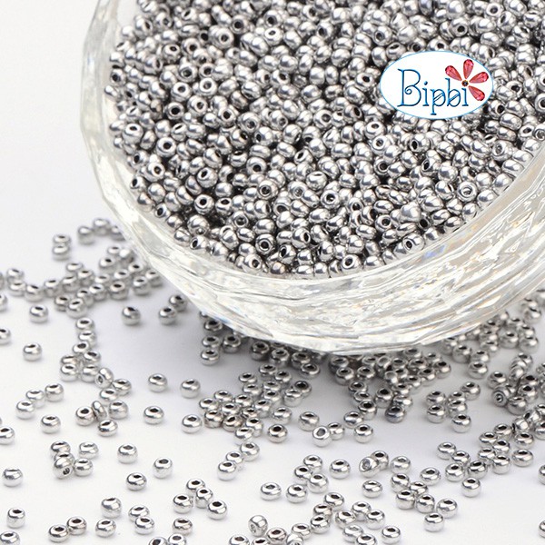 Cườm Tiệp 2mm màu trắng bạc (ống ~10gr)