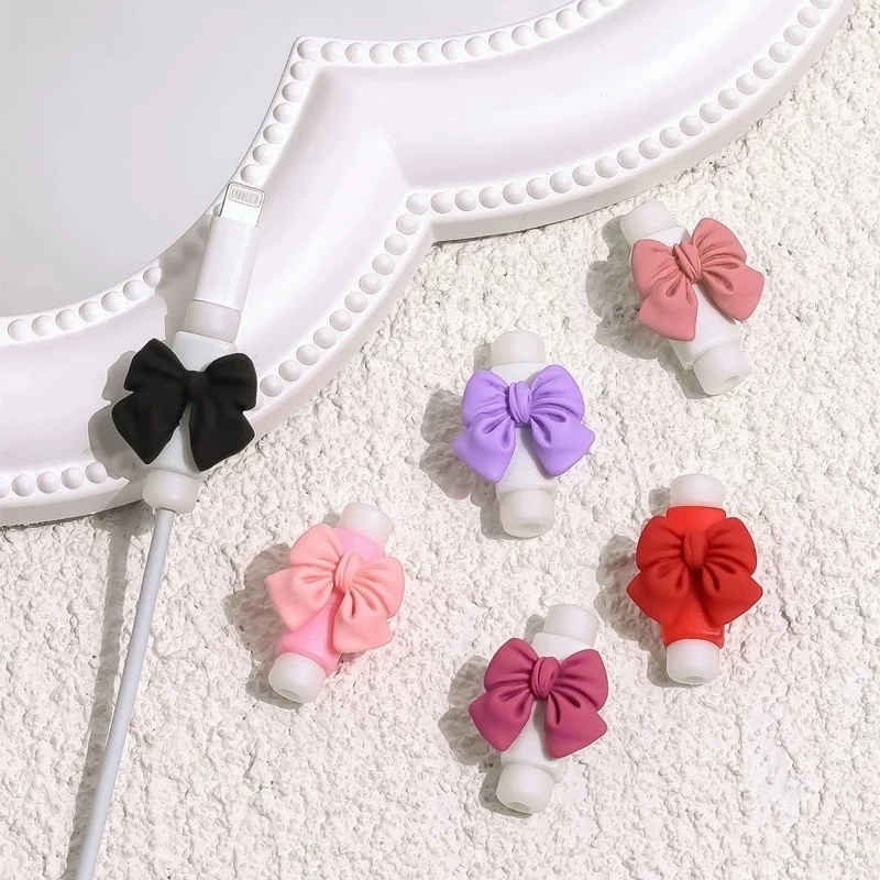 Set 2 Phụ Kiện Bảo Vệ Dây Cáp Sạc/Tai Nghe Hình Nơ Dễ Thương