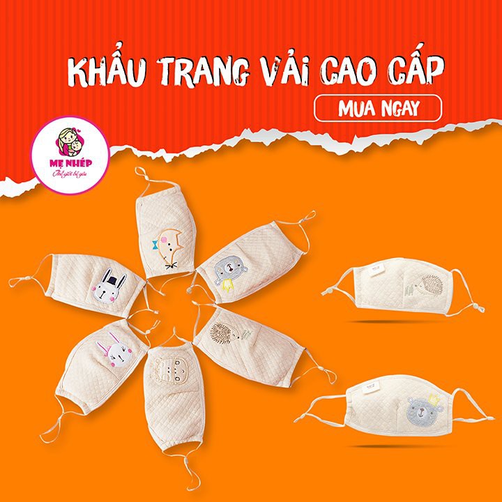 [ORGANIC Baby] Khẩu trang vải cao cấp cho bé từ 0 - 5 tuổi 100% COTTON HỮU CƠ TỰ NHIÊN