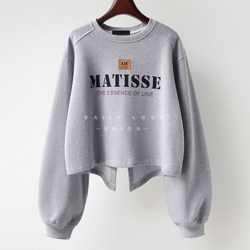 Áo sweater tay dài in chữ kiểu Hàn Quốc