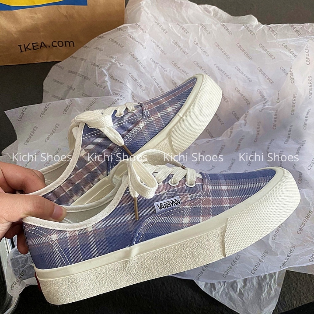 Giày vải canvas cổ thấp đế bằng phong cách Ulzzang cho nữ - Kichi Shoes mã JL6920