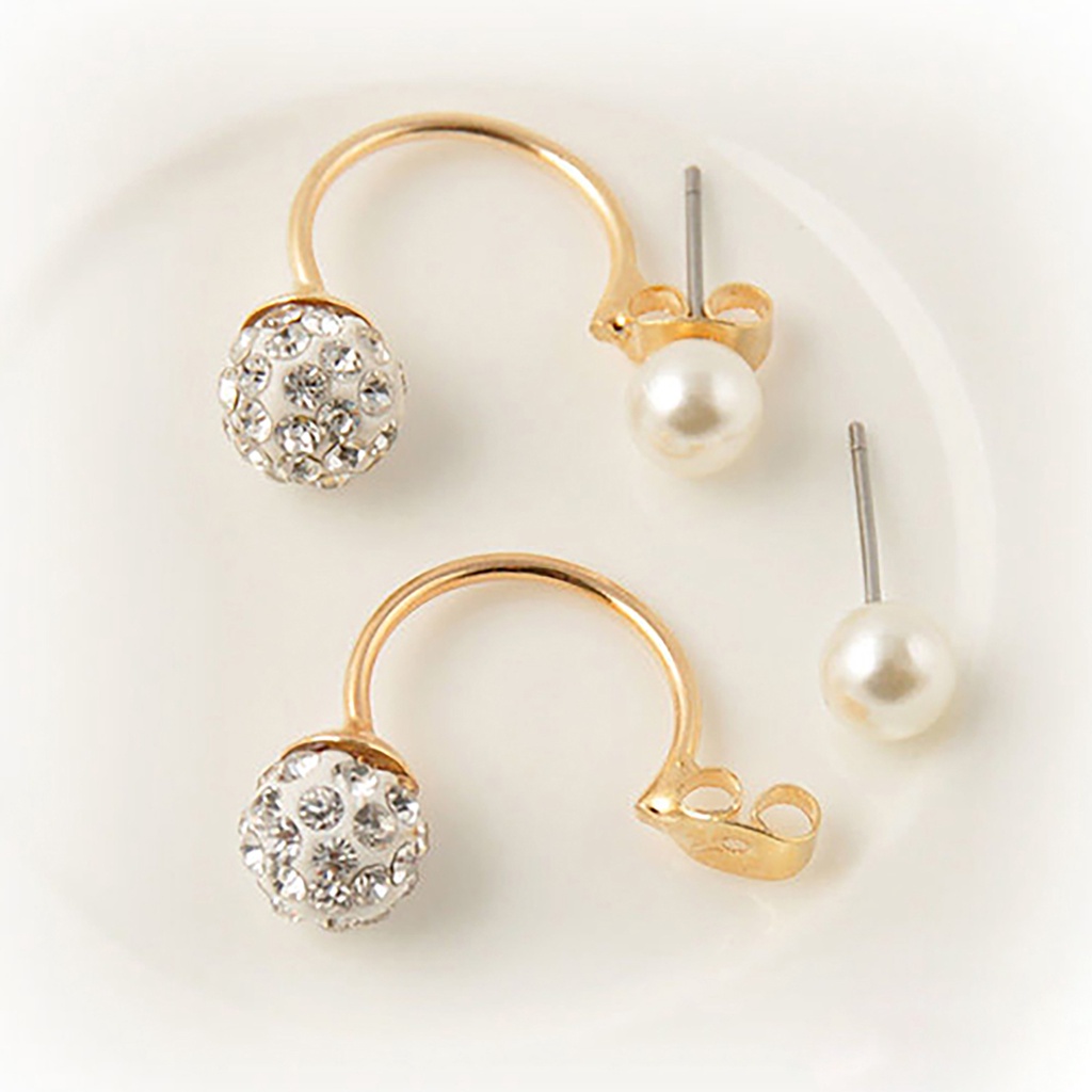 Khuyên tai đính đá và ngọc trai giả thời trang thanh lịch dành cho nữ