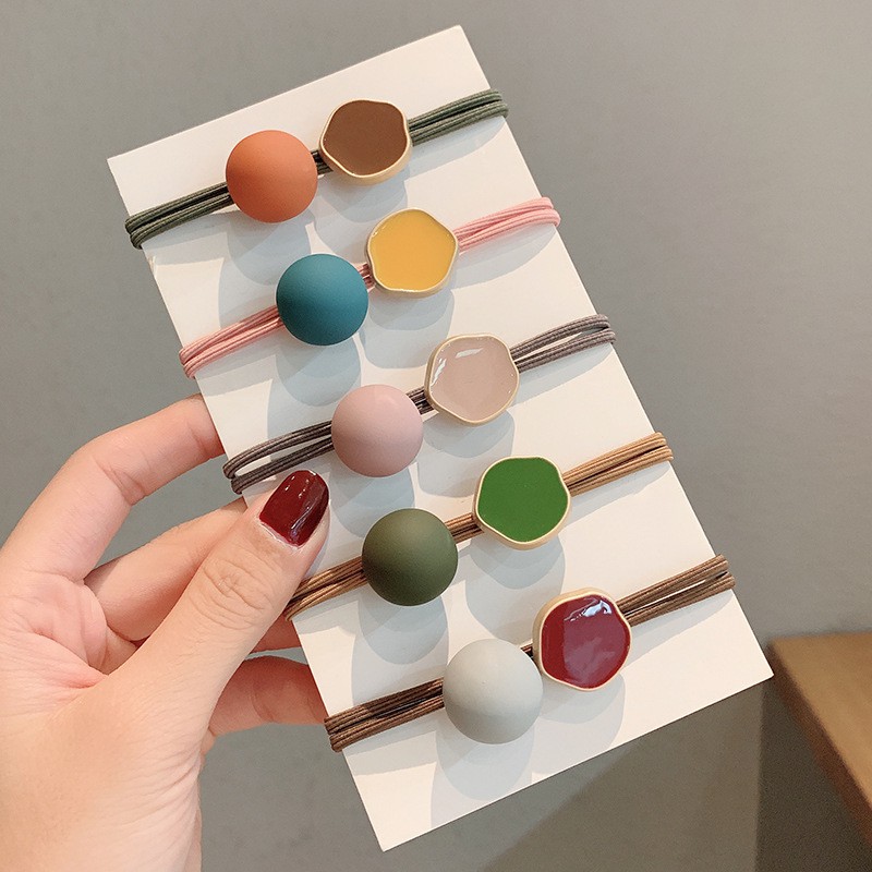 Dây buộc tóc co giãn màu trơn phong cách Hàn Quốc cho nữ